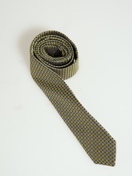 Geometric Print Fashion Tie - Champagne