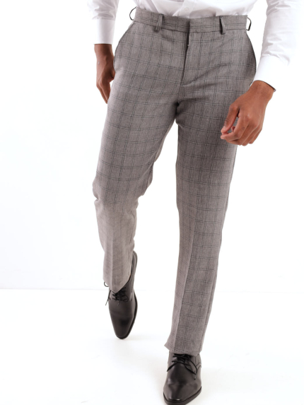 Mennace straight leg suit trousers in grey check  ASOS