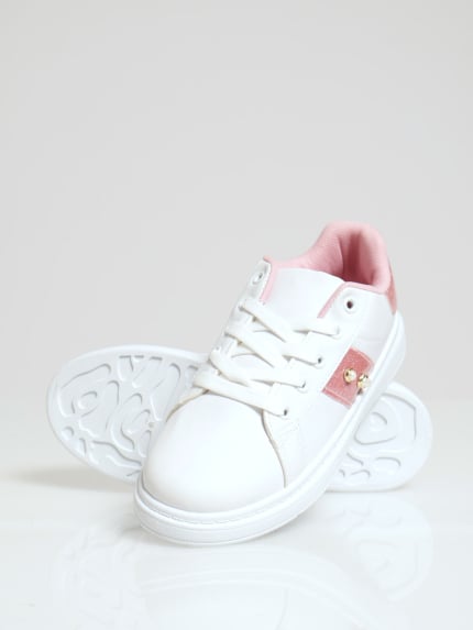 Girls Glitter Sneaker - White