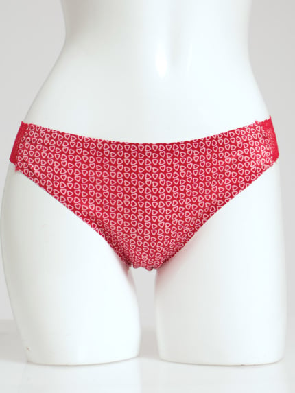 Heart Printed Panty - Red