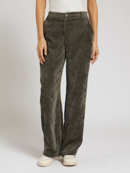 Wideleg Corduroy Pants - Grey