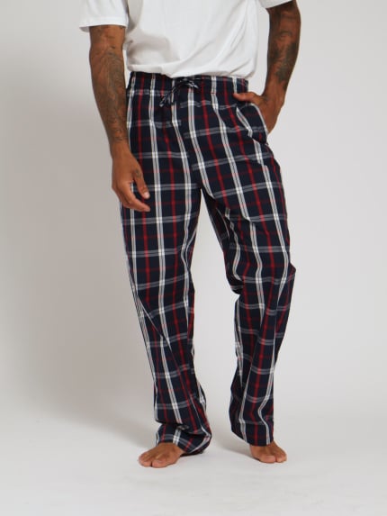 Check Woven Pants - Navy/Red