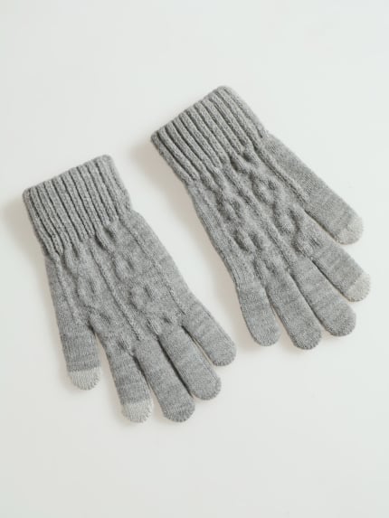 Knitted Gloves - Light Grey