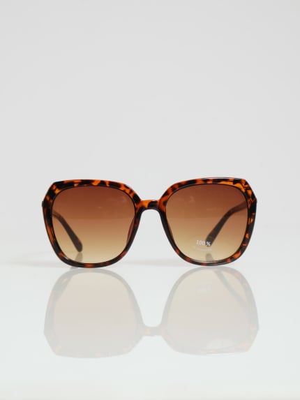 Shiny Sunglasses With Gold Metal - Tortoise