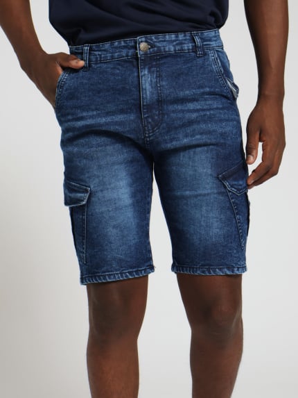 Fashion Denim Cargo Shorts - Dark Blue
