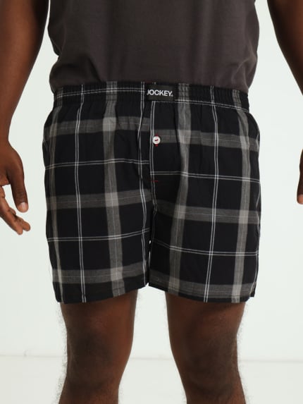 2 Pack Check Woven Boxers - Black/Grey