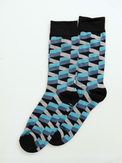 Single 3D Squares Fashion Socks