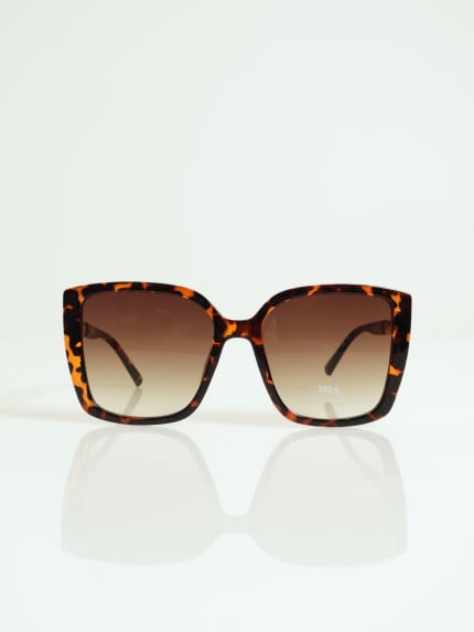 Gold Metal Trim Sunglasses With Brown Gradient Lens - Tortoise