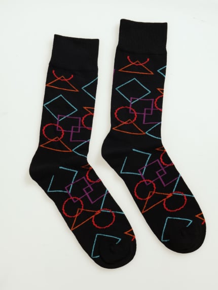 Single Multi Colour Geo Happy Socks