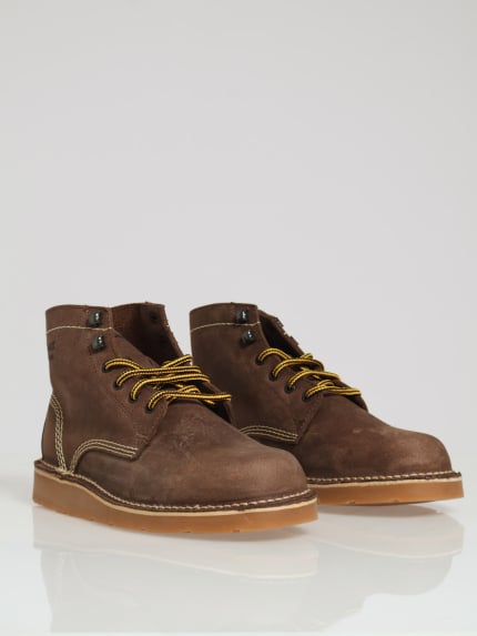 Apache Lace Up Leather Veldskoen Boots - Chocolate
