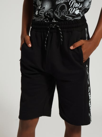 Boys Zip Detail Shorts - Black