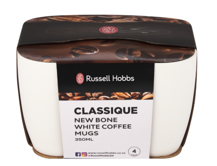 Russell Hobbs Classique New Bone 4 Pack White Coffee Mugs