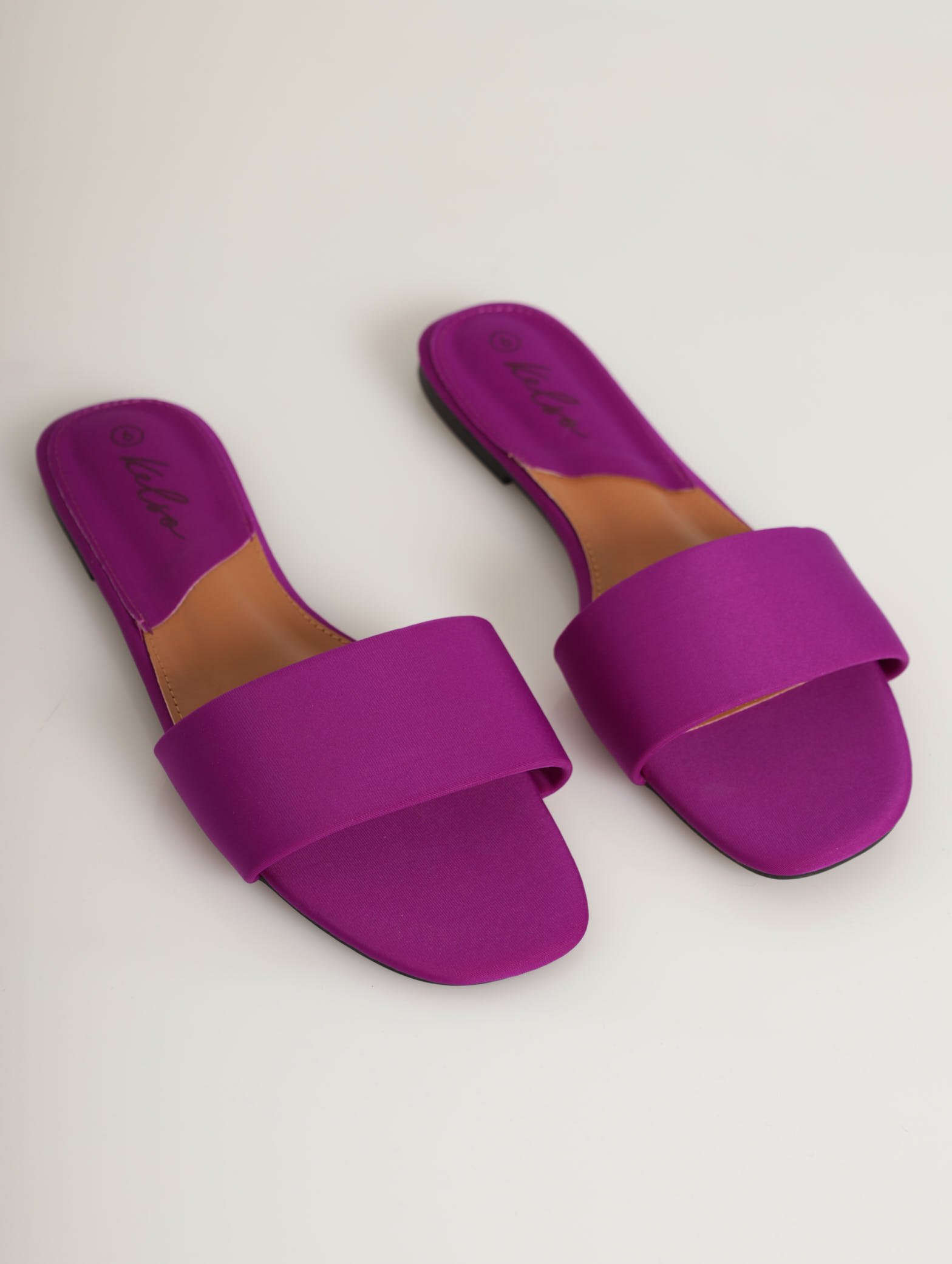 Ladies Basic Plain Mule Push-In Sandal - Purple