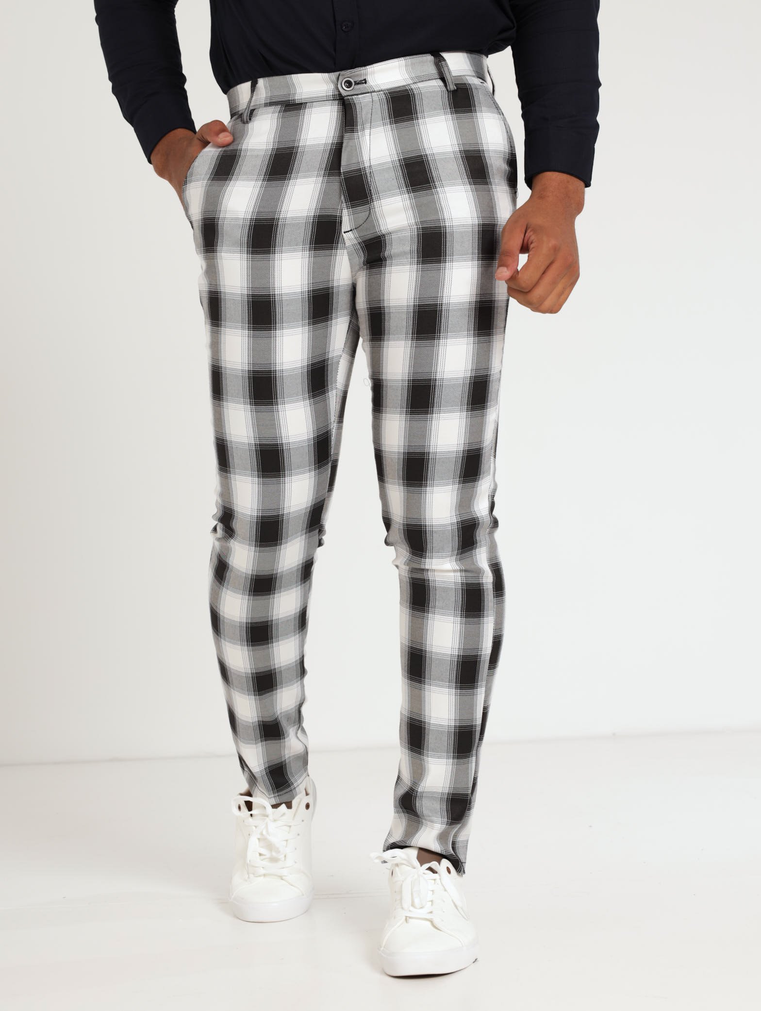 Buy Stylish Black Cotton Blend Checked Formal Trousers For Men - Lowest  price in India| GlowRoad