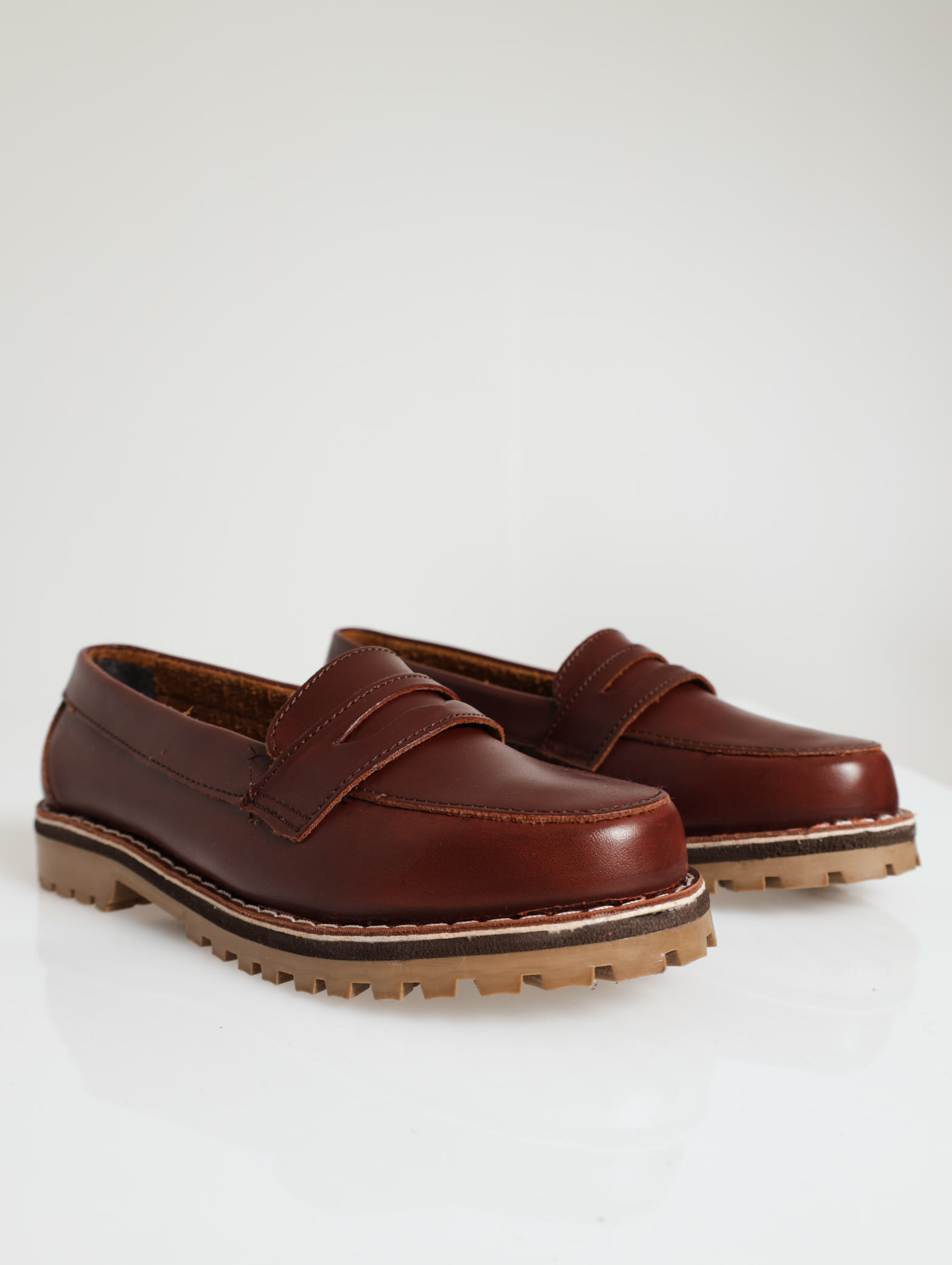 Penny Moc Loafer On Cleated Sole - Brown