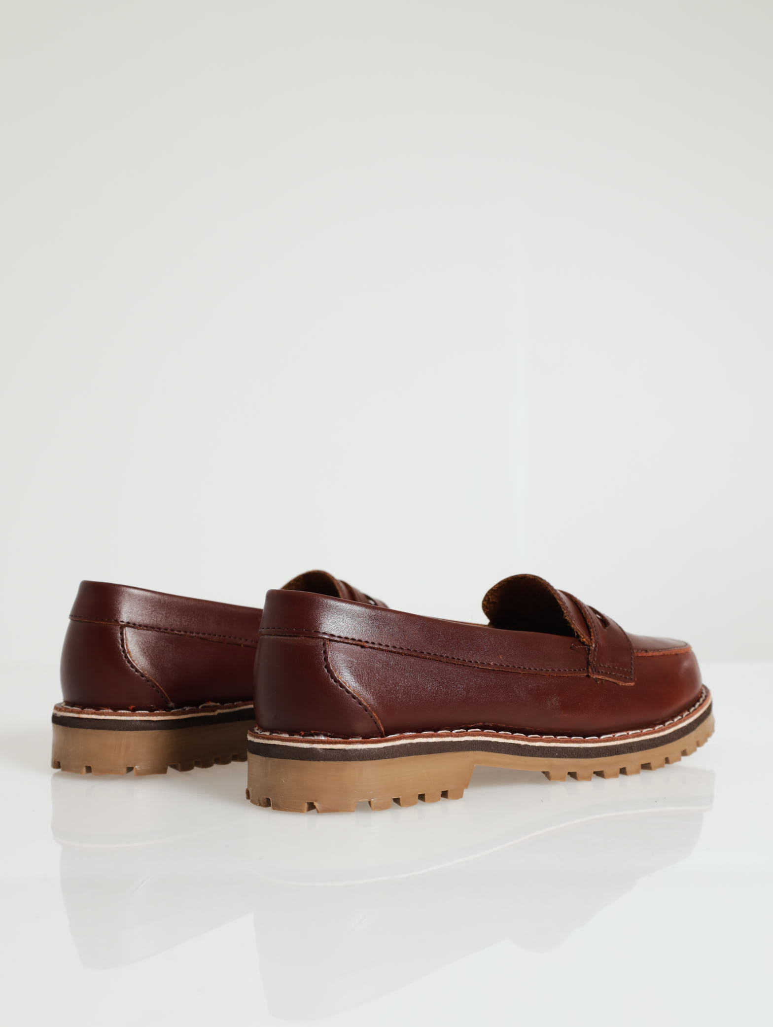 Penny Moc Loafer On Cleated Sole - Brown