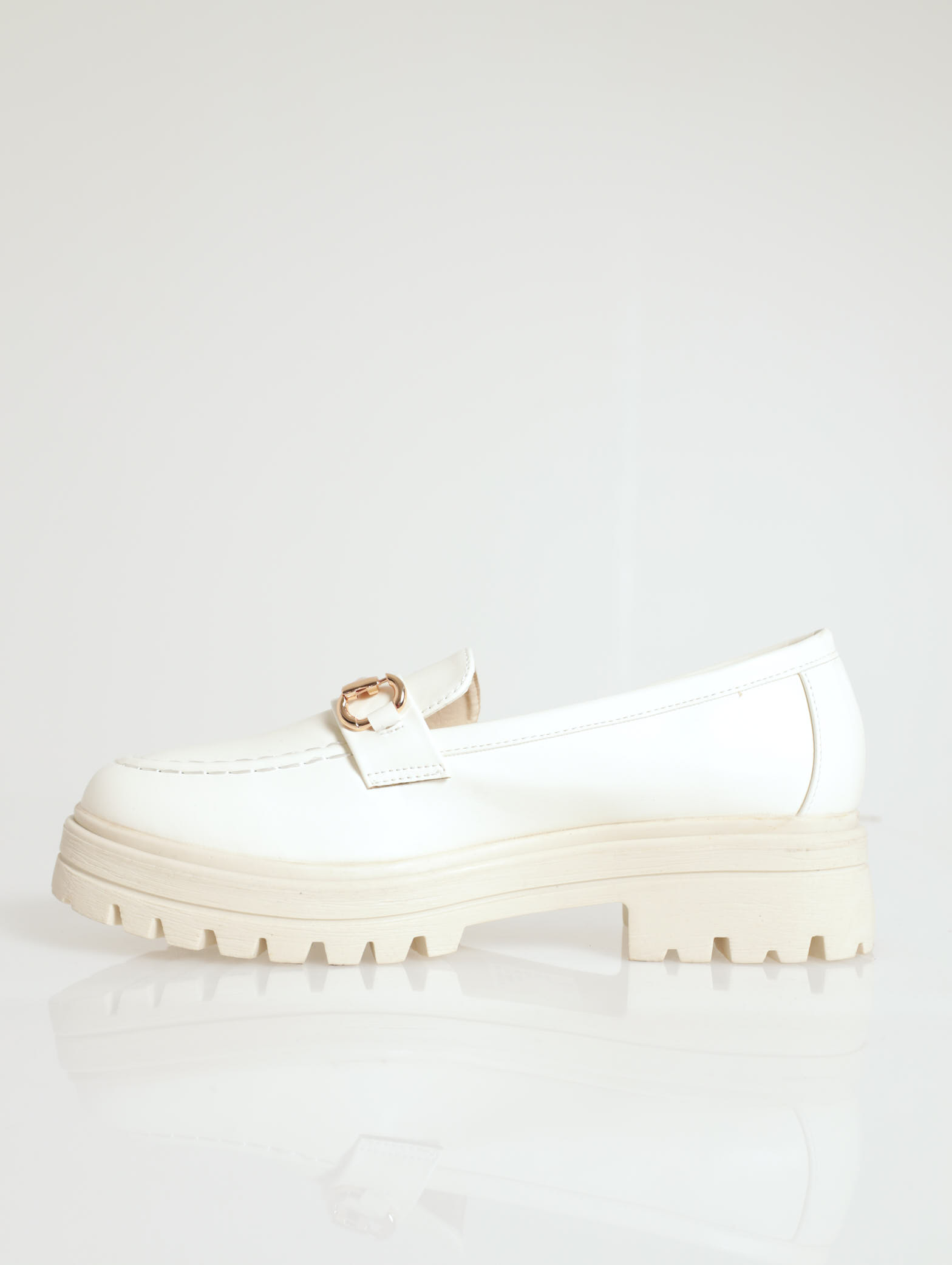 Chunky Loafer With Metal Bar - Cream