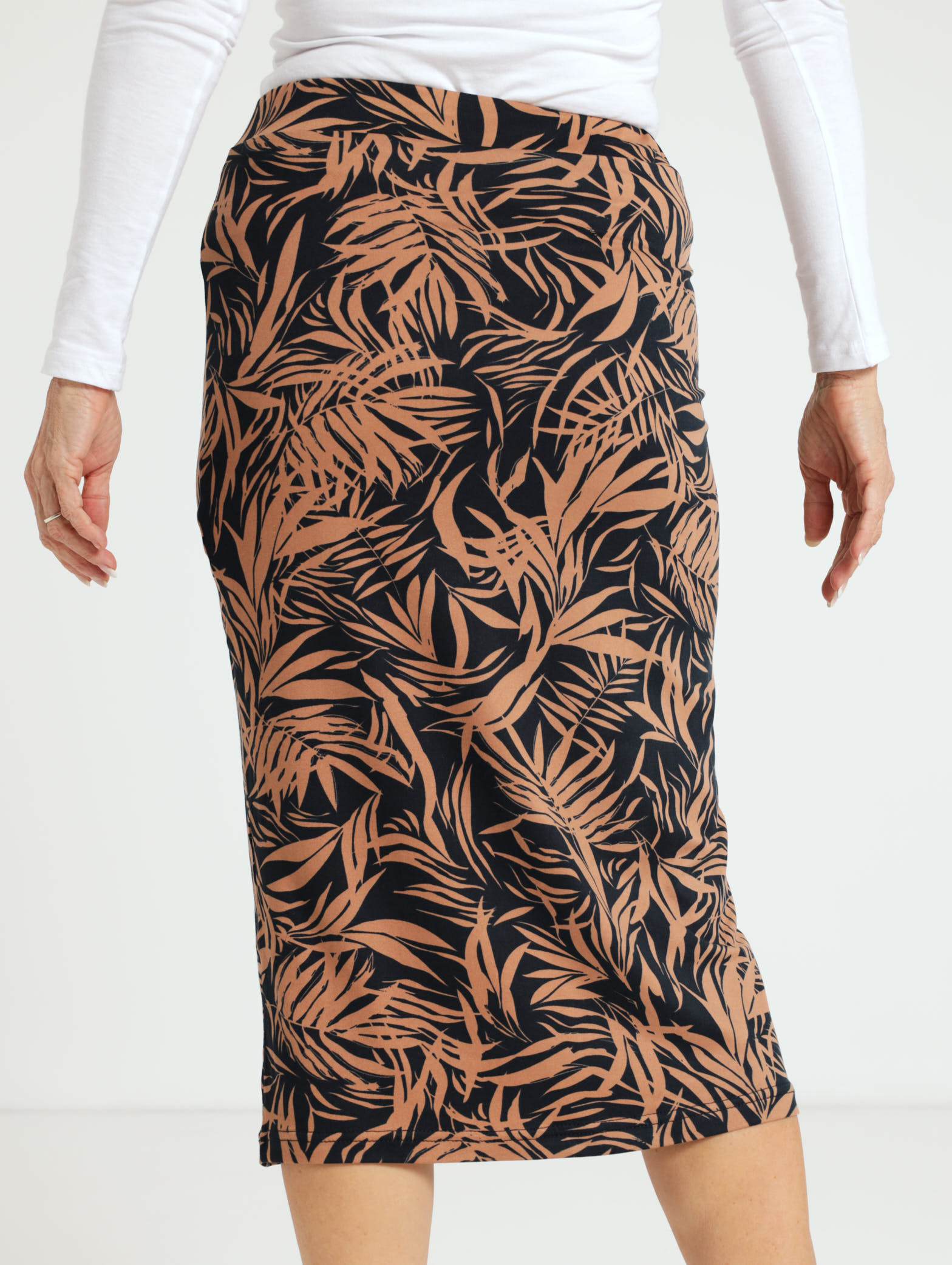 Printed Pencil Skirt - Brown