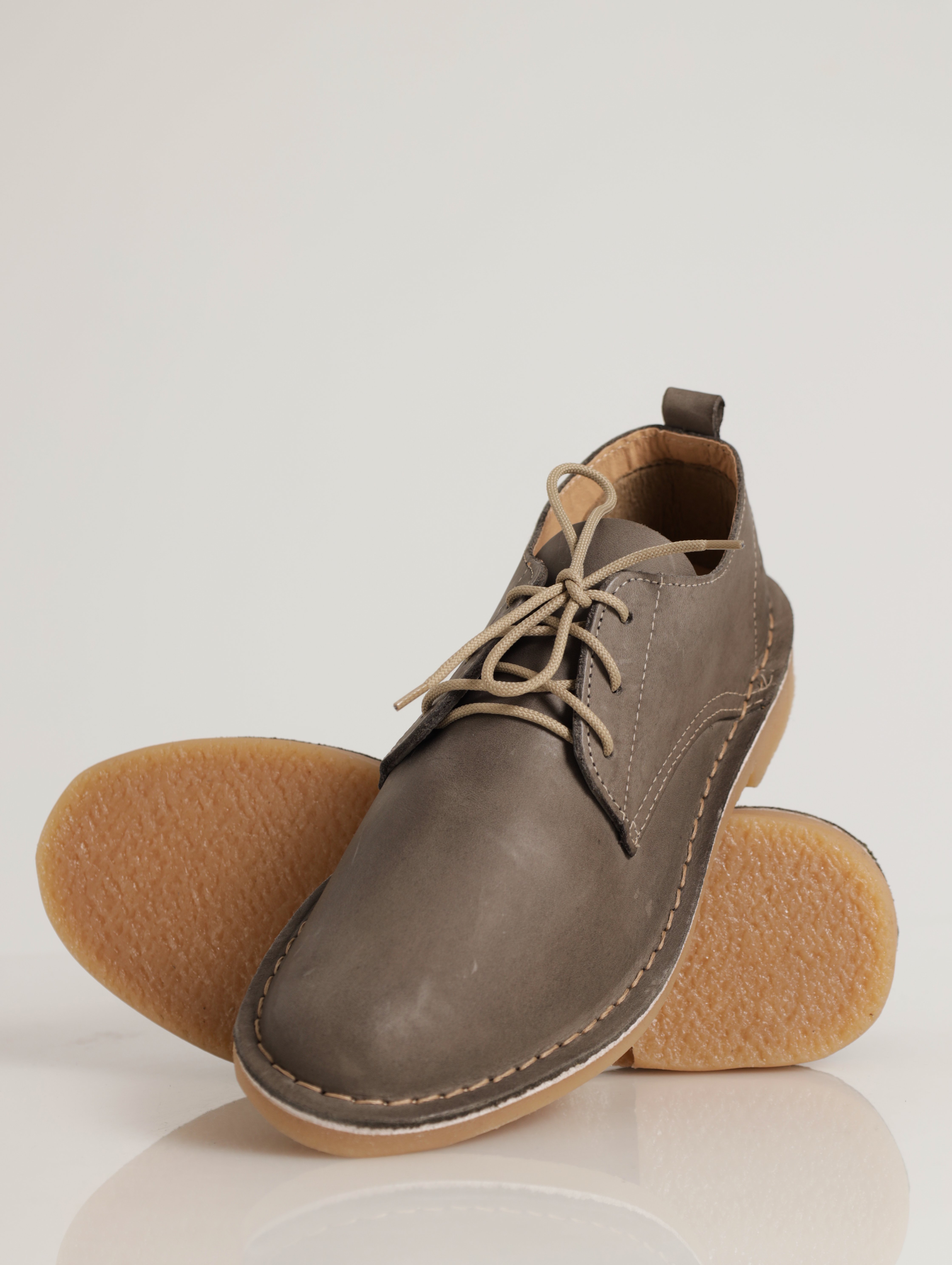 Woodlands Safari Stitch Down Leather Lace Up Derby - Charcoal