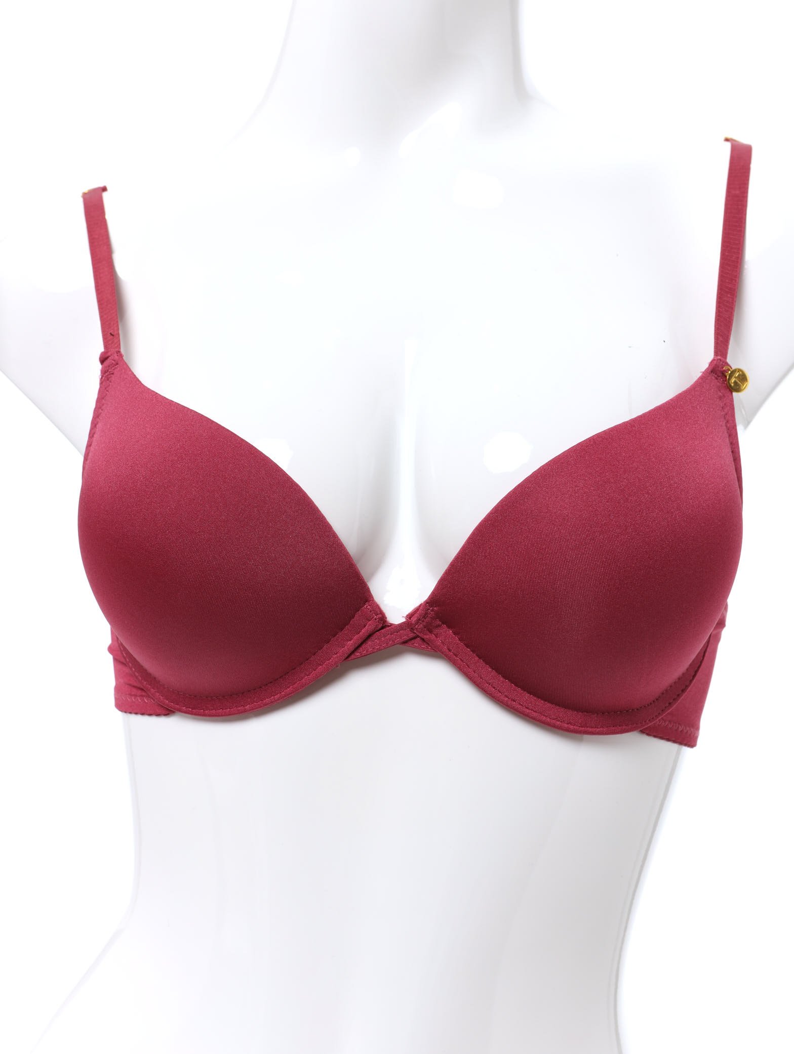 Ladies Double Push-Up Bra With Strappy Gore - Wine