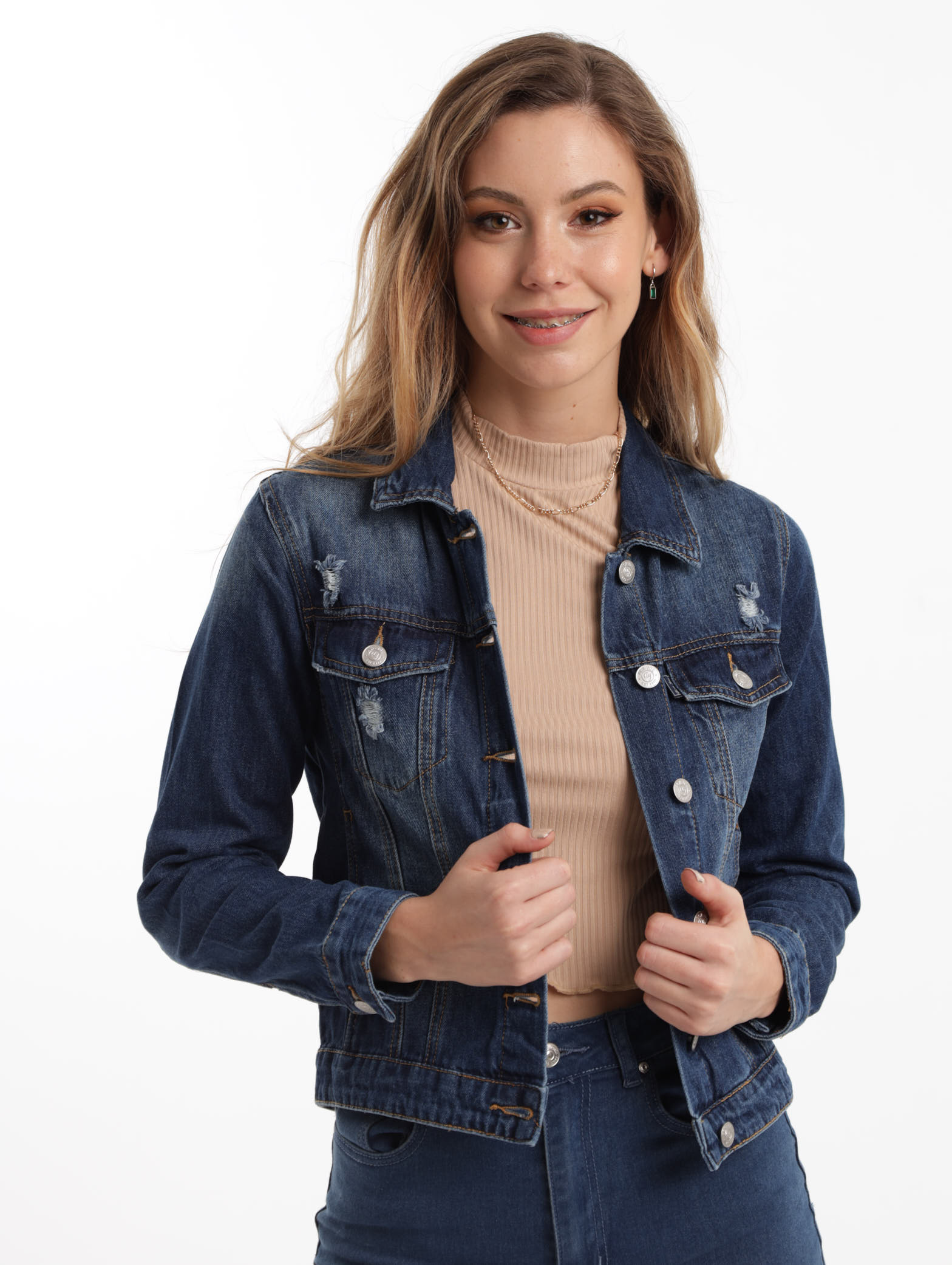 Buy Rosatro Women Denim Jackets Ladies Comfort Fit Button Turn-Down Jeans  Shirts Appliques with Pockets Overcoat Jacket (Blue,M) at Amazon.in
