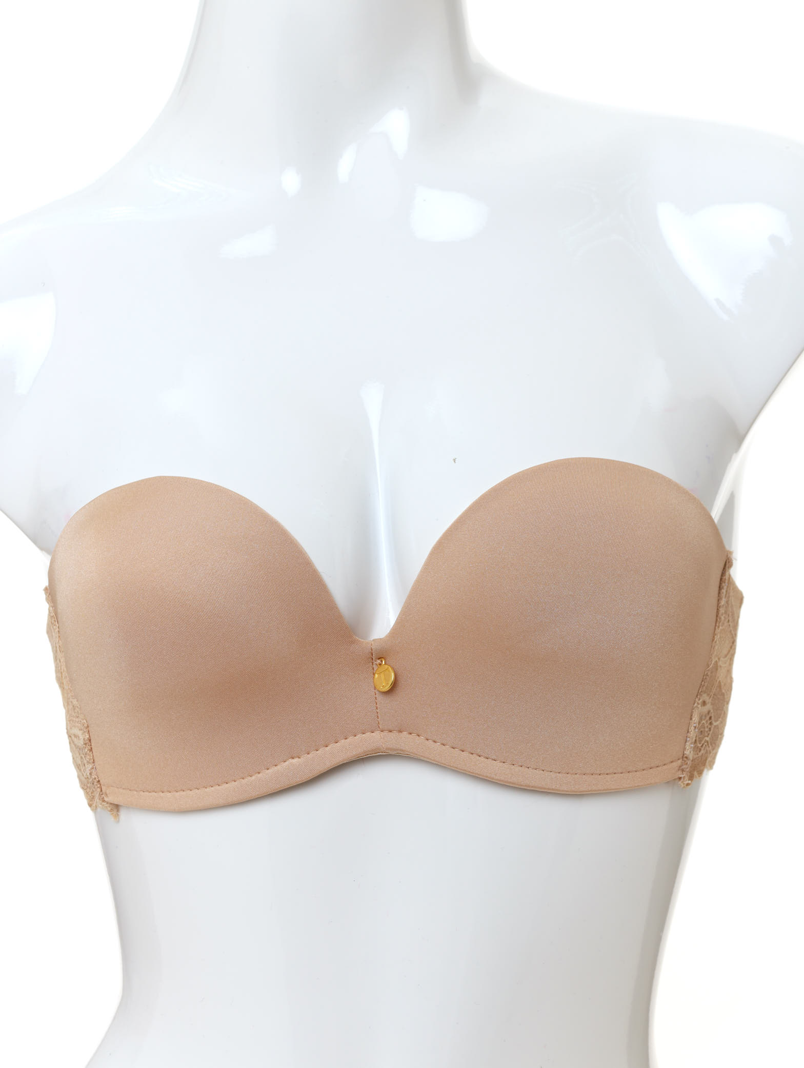 Ladies Magic Push-Up Strapless Bra With Lace - Nude