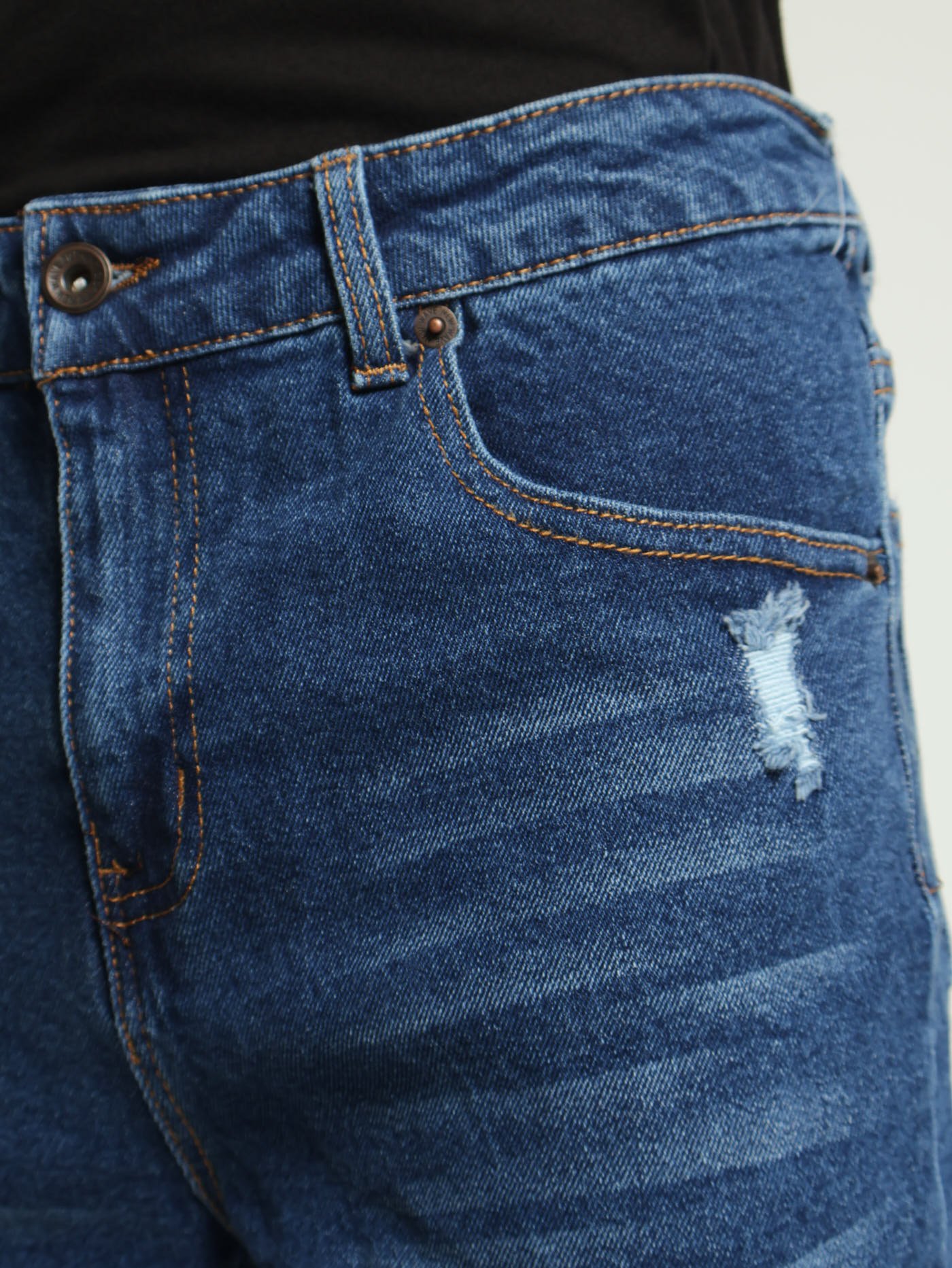 Boys Rip & Repair Denim Shorts - Mid Blue